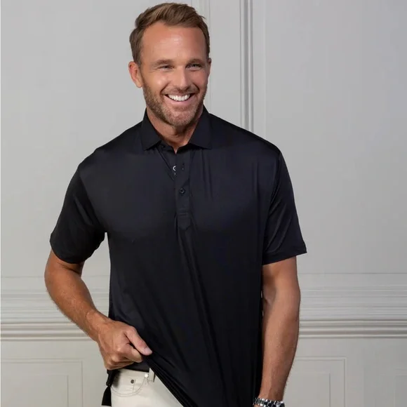 Collars & Co. Featherweight Relaxed Flex Polo Black Size Small NEW Without Tag - Picture 3 of 7